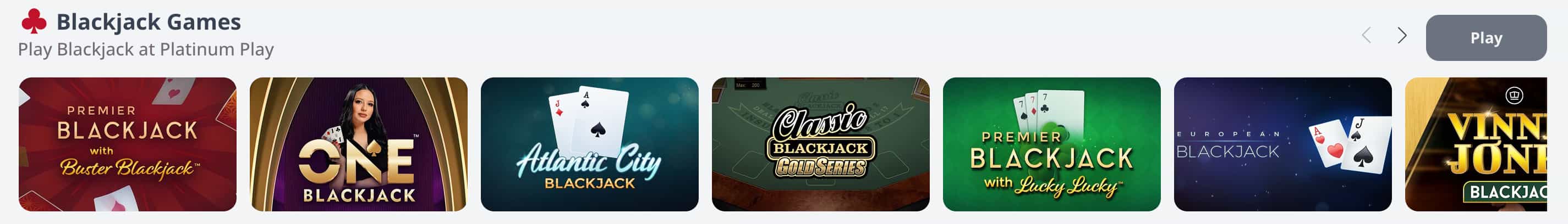 Page des promotions de Platinum Play Casino présentant le forfait de bienvenue sur trois dépôts